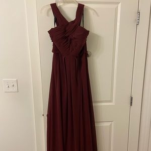 Wine Chiffon Wide Strap A-line Dress. Size 14